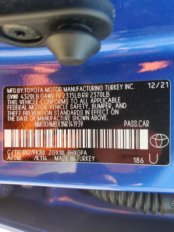 2022 TOYOTA C-HR XLE VIN:NMTKHMBX1NR141939