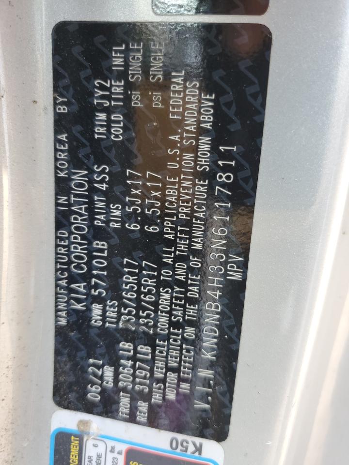 2022 KIA CARNIVAL LX VIN:KNDNB4H33N6117811