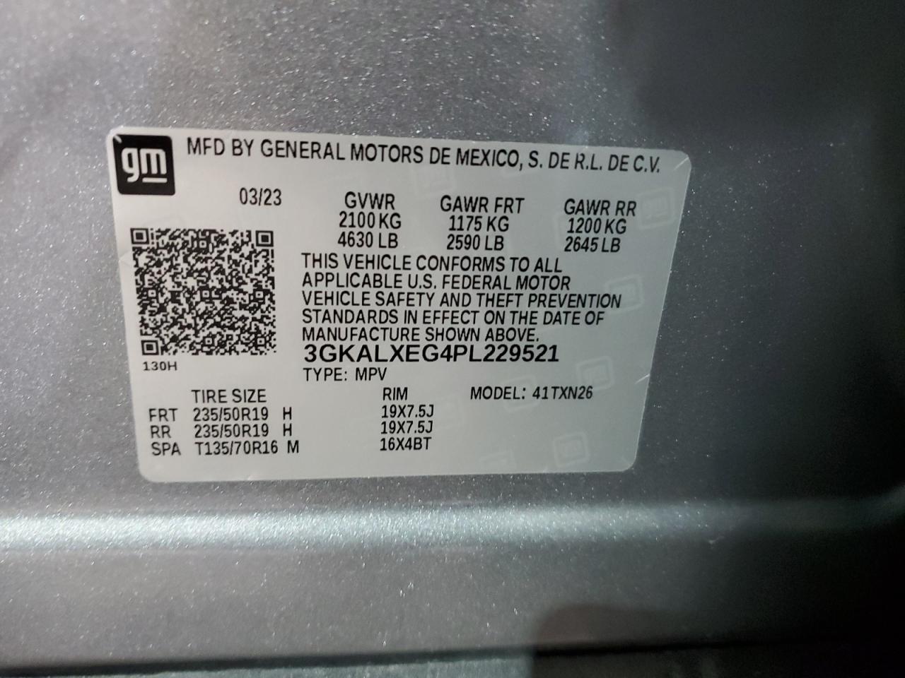 2023 GMC TERRAIN DENALI VIN:3GKALXEG4PL229521