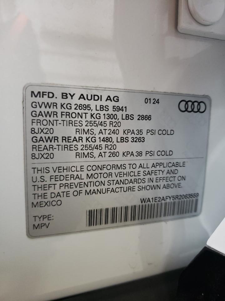 2024 AUDI Q5 E PREMIUM PLUS 55 VIN:WA1E2AFY5R2063559