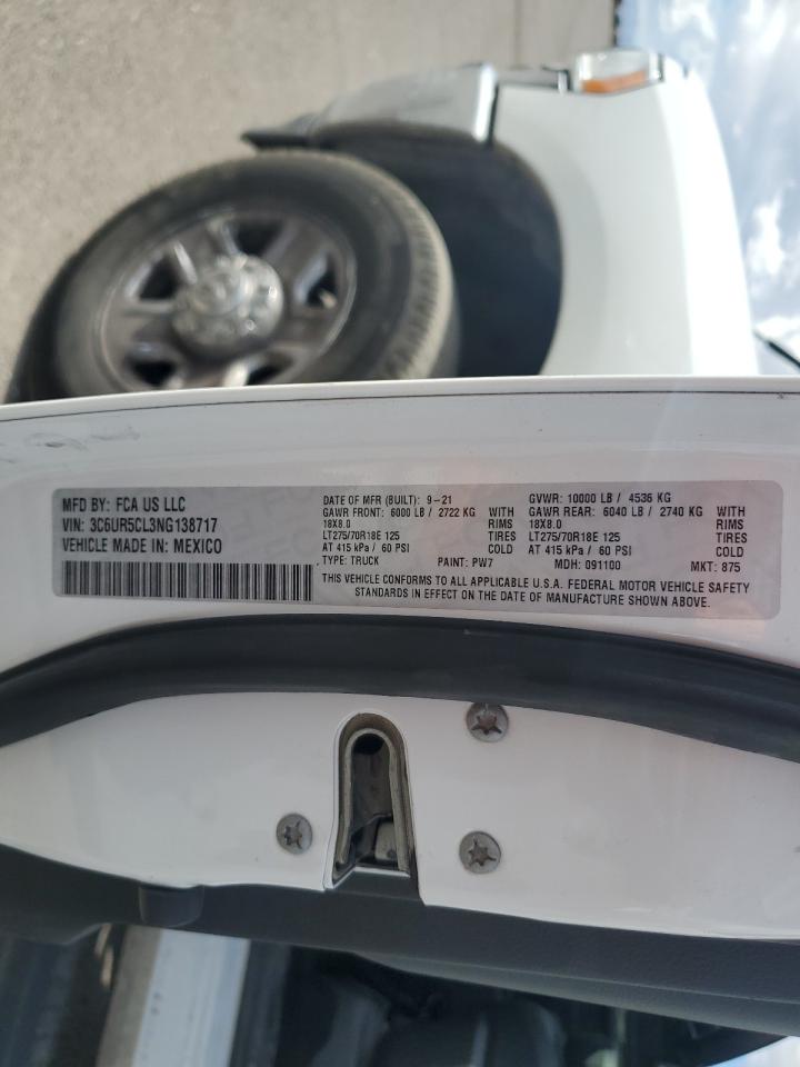 2022 RAM 2500 TRADESMAN VIN:3C6UR5CL3NG138717