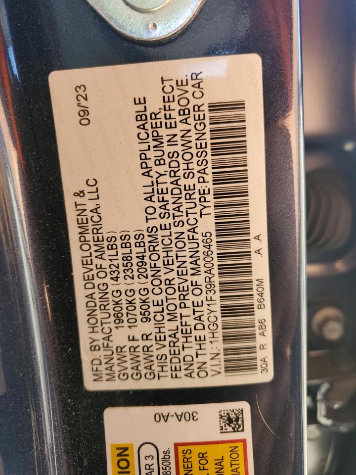 2024 HONDA ACCORD EX VIN:1HGCY1F39RA006465