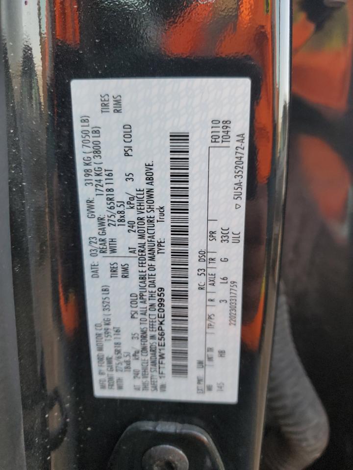 2023 FORD F150 SUPERCREW VIN:1FTFW1E56PKE09959