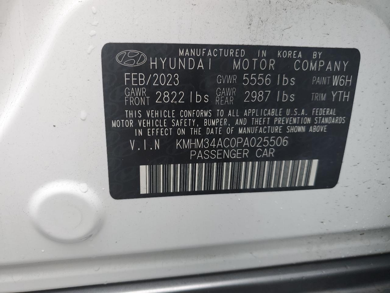 2023 HYUNDAI IONIQ 6 SEL VIN:KMHM34AC0PA025506