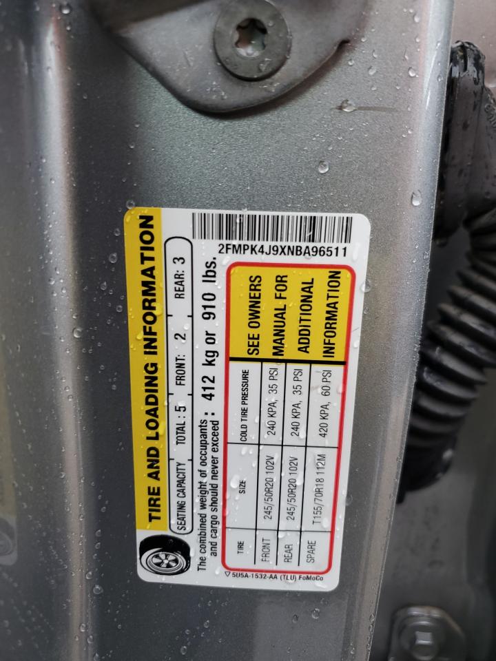 2022 FORD EDGE SEL VIN:2FMPK4J9XNBA96511