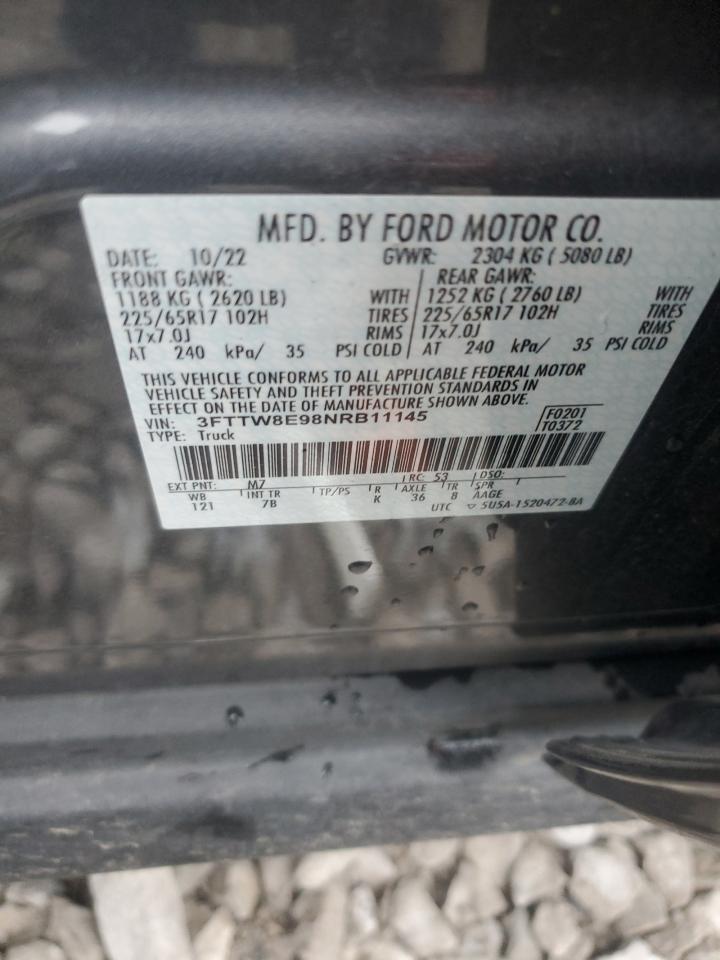 2022 FORD MAVERICK XL VIN:3FTTW8E98NRB11145