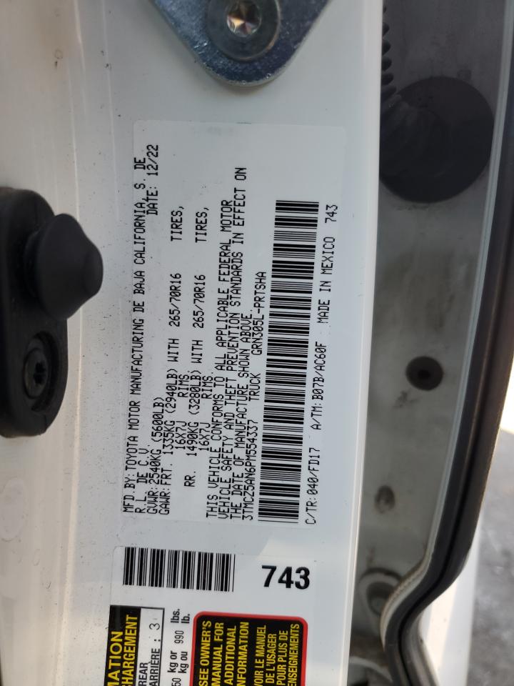 2023 TOYOTA TACOMA DOUBLE CAB VIN:3TMCZ5AN6PM554337