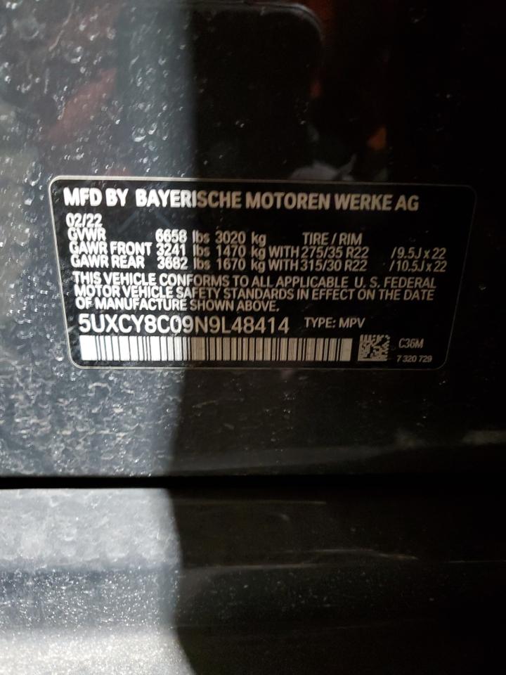 2022 BMW X6 M50I VIN:5UXCY8C09N9L48414