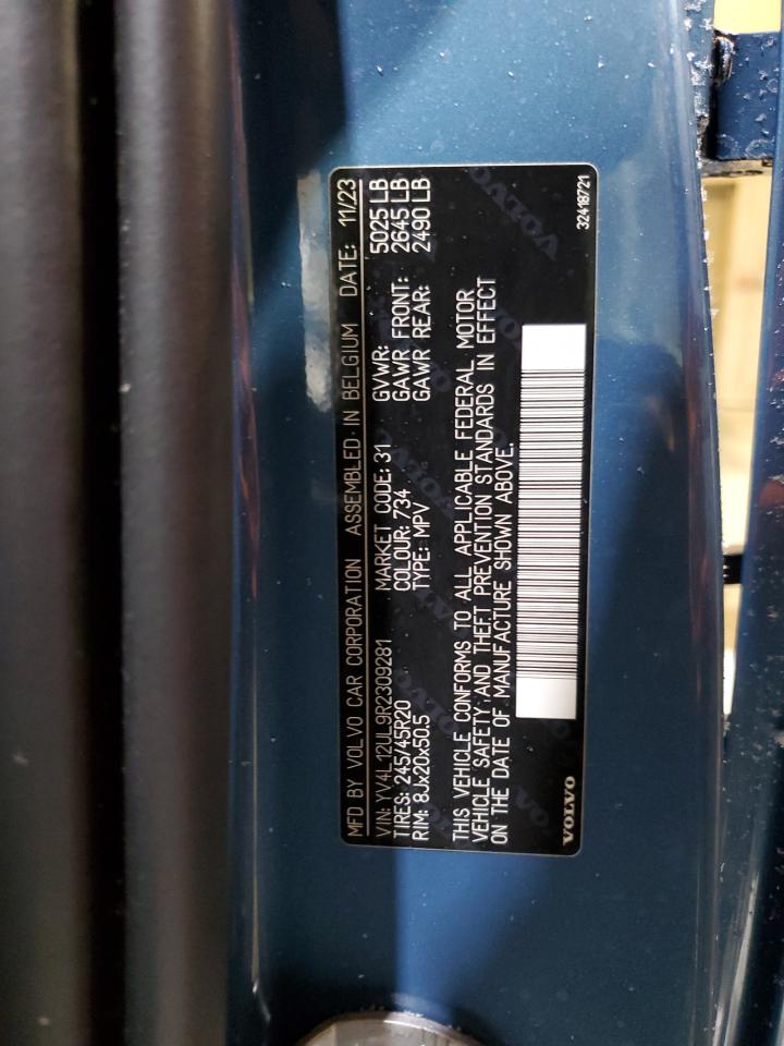 2024 VOLVO XC40 PLUS VIN:YV4L12UL9R2309281