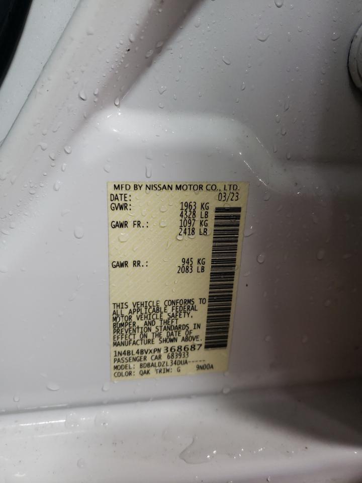 2023 NISSAN ALTIMA S VIN:1N4BL4BVXPN368687