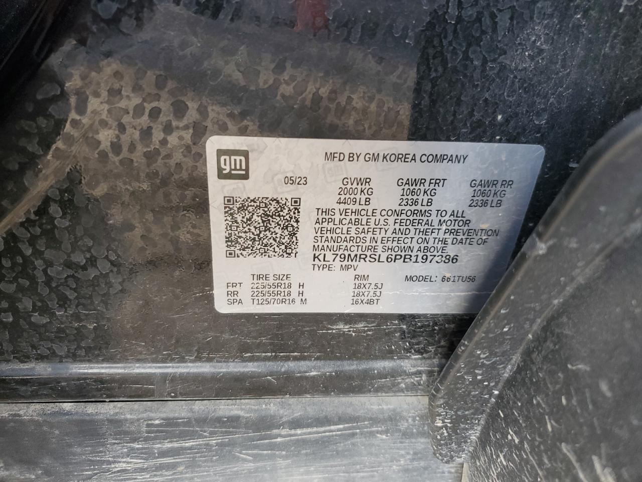 2023 CHEVROLET TRAILBLAZER LT VIN:KL79MRSL6PB197386