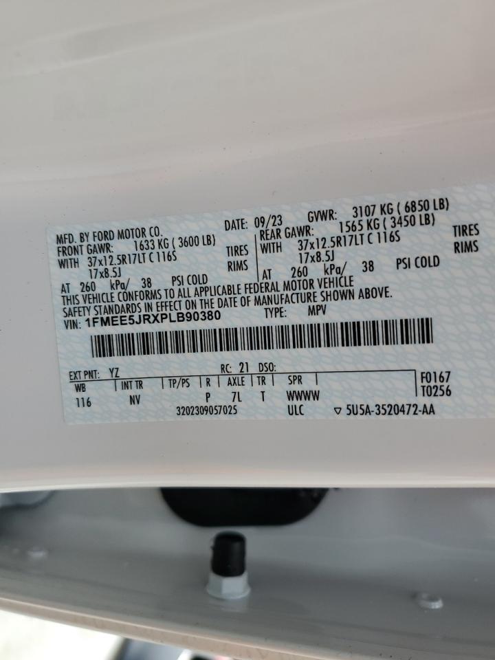 2023 FORD BRONCO RAPTOR VIN:1FMEE5JRXPLB90380