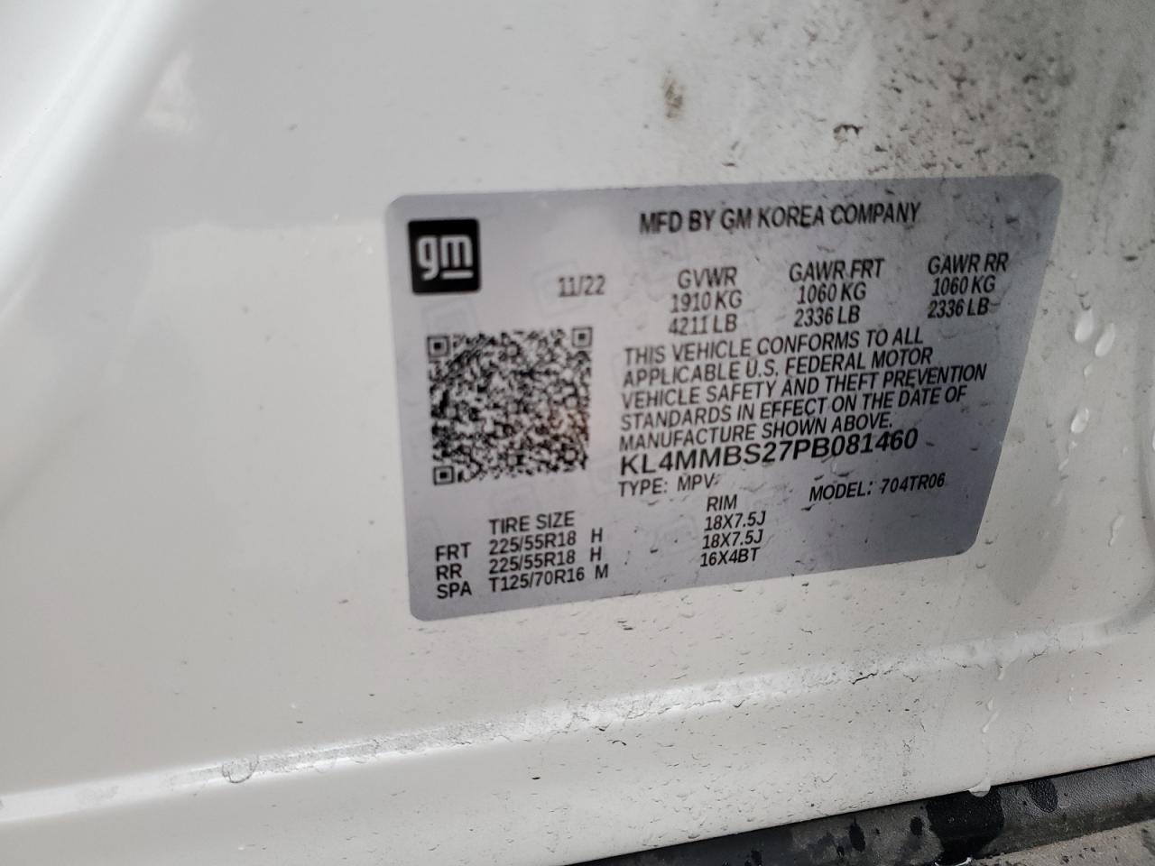 2023 BUICK ENCORE GX PREFERRED VIN:KL4MMBS27PB081460