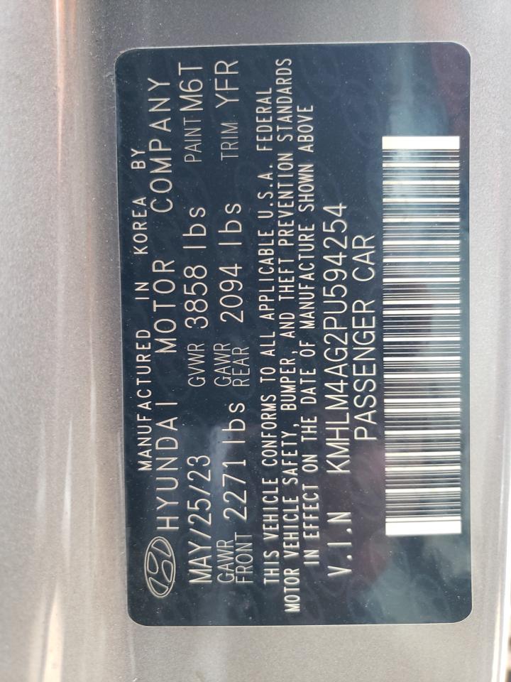 2023 HYUNDAI ELANTRA SEL VIN:KMHLM4AG2PU594254