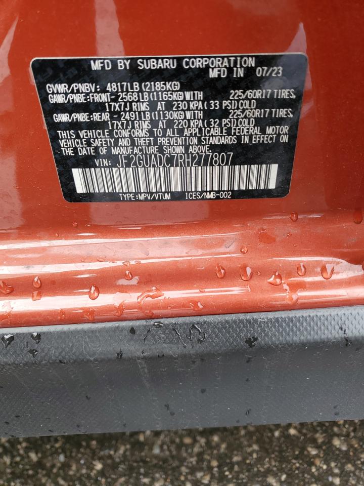 2024 SUBARU CROSSTREK PREMIUM VIN:JF2GUADC7RH277807