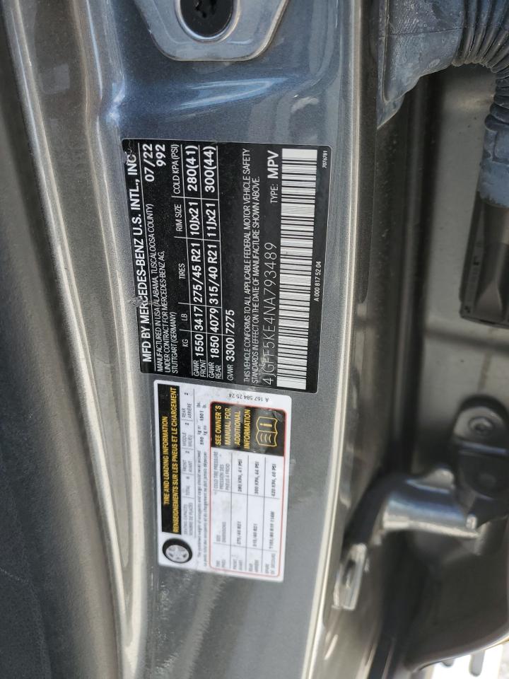 2022 MERCEDES-BENZ GLS 450 4MATIC VIN:58ABK1GG4JU099433