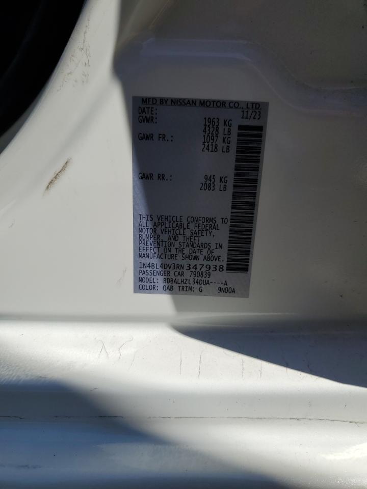 2024 NISSAN ALTIMA SV VIN:1N4BL4DV3RN347938