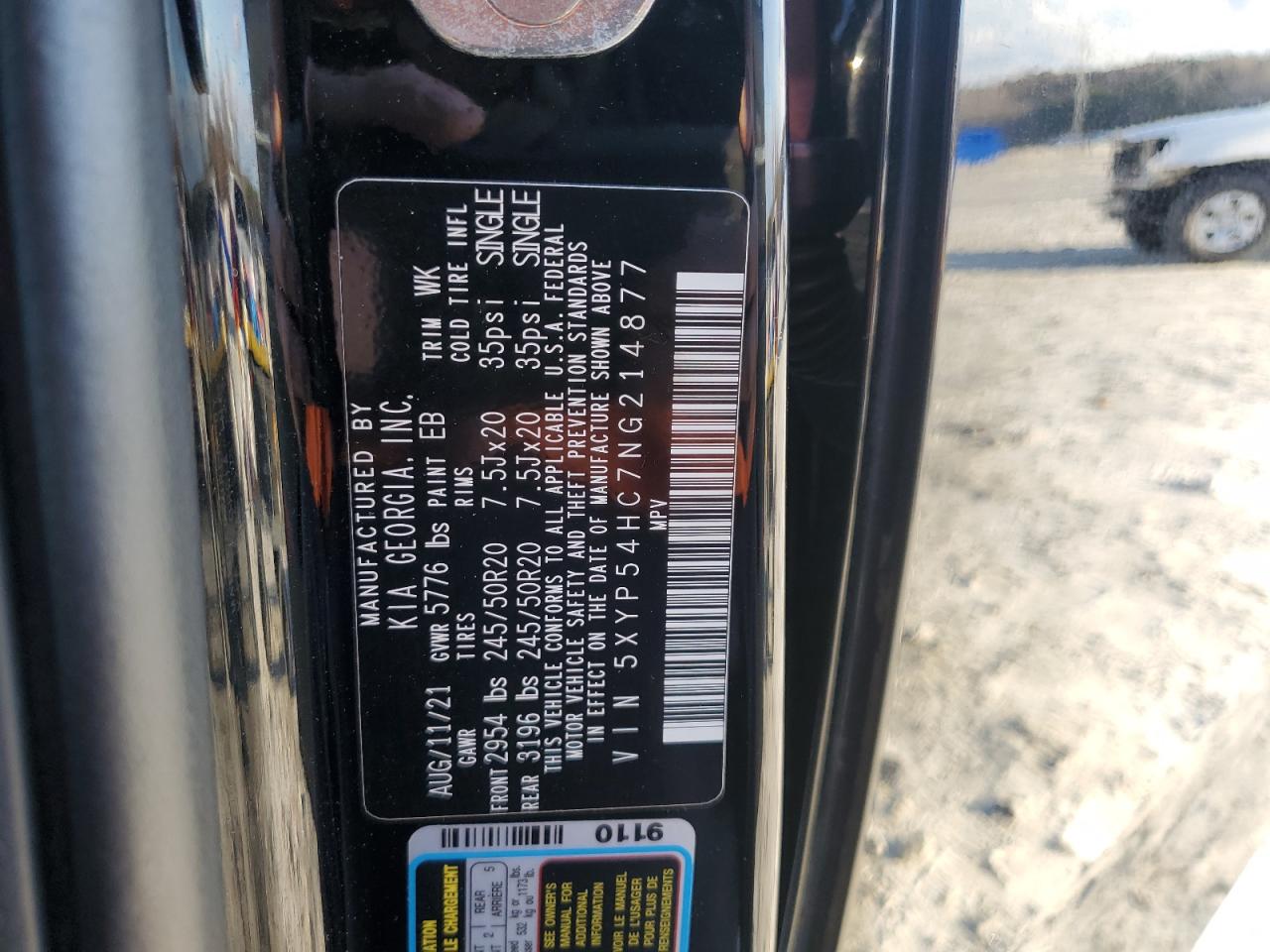 2022 KIA TELLURIDE SX VIN:5XYP54HC7NG214877