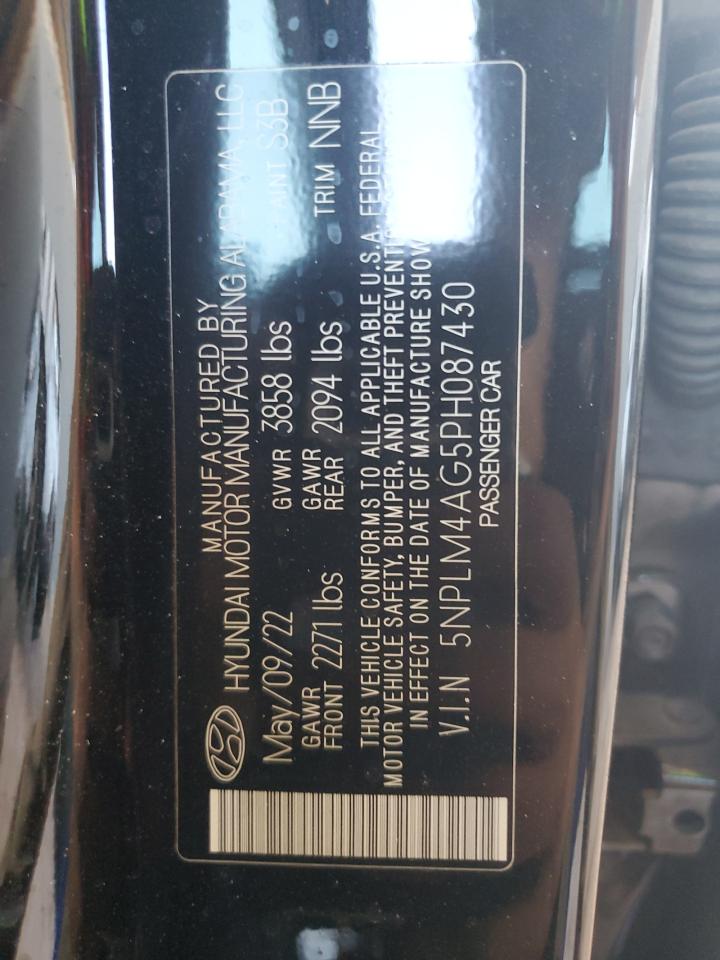 2023 HYUNDAI ELANTRA SEL VIN:5NPLM4AG5PH087430