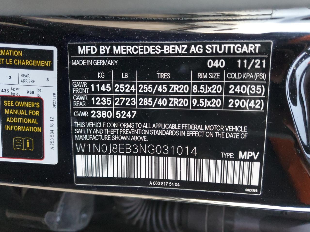 2022 MERCEDES-BENZ GLC COUPE 300 4MATIC VIN:W1N0J8EB3NG031014