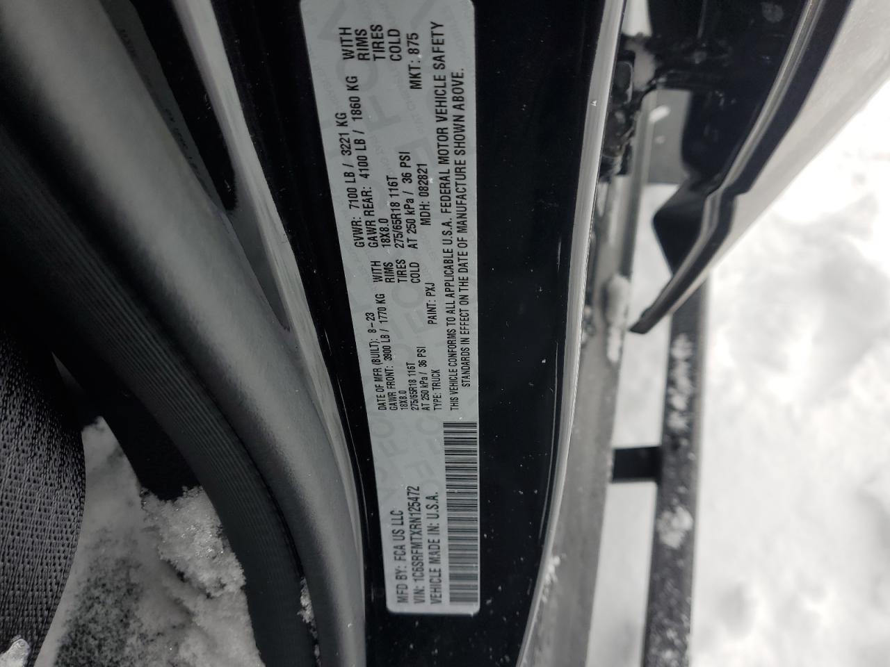 2024 RAM 1500 BIG HORN/LONE STAR VIN:1C6SRFMTXRN125472