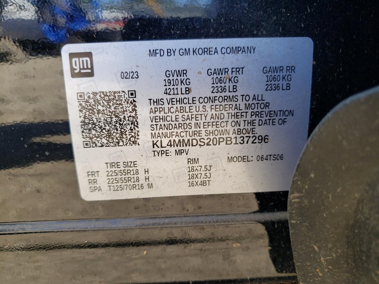 2023 BUICK ENCORE GX SELECT VIN:KL4MMDS20PB137296