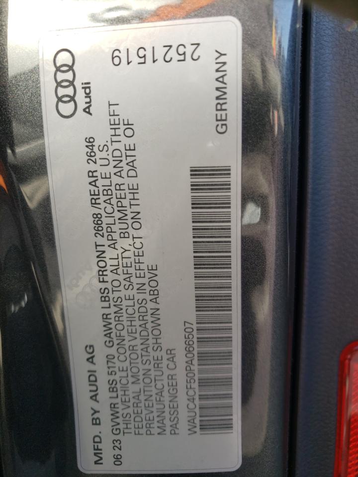 2023 AUDI S5 PREMIUM PLUS VIN:WAUC4CF50PA066507