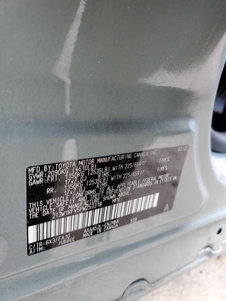 2023 TOYOTA RAV4 XLE VIN:2T3W1RFV5PW253318