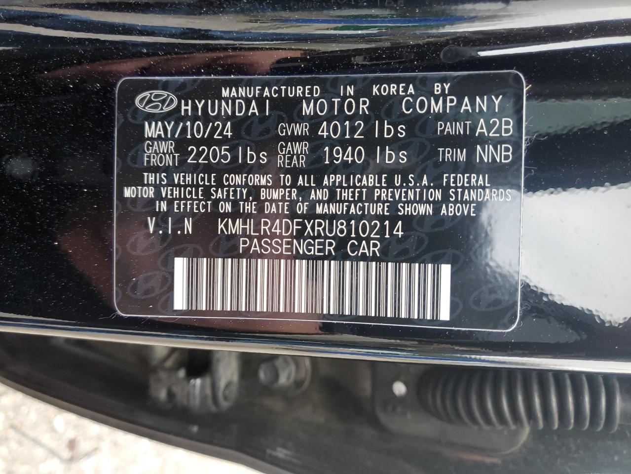 2024 HYUNDAI ELANTRA N LINE VIN:KMHLR4DFXRU810214