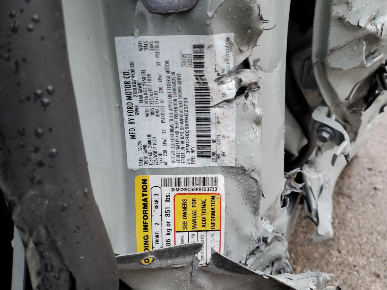 2024 FORD BRONCO SPORT OUTER BANKS VIN:3FMCR9C68RRE23733