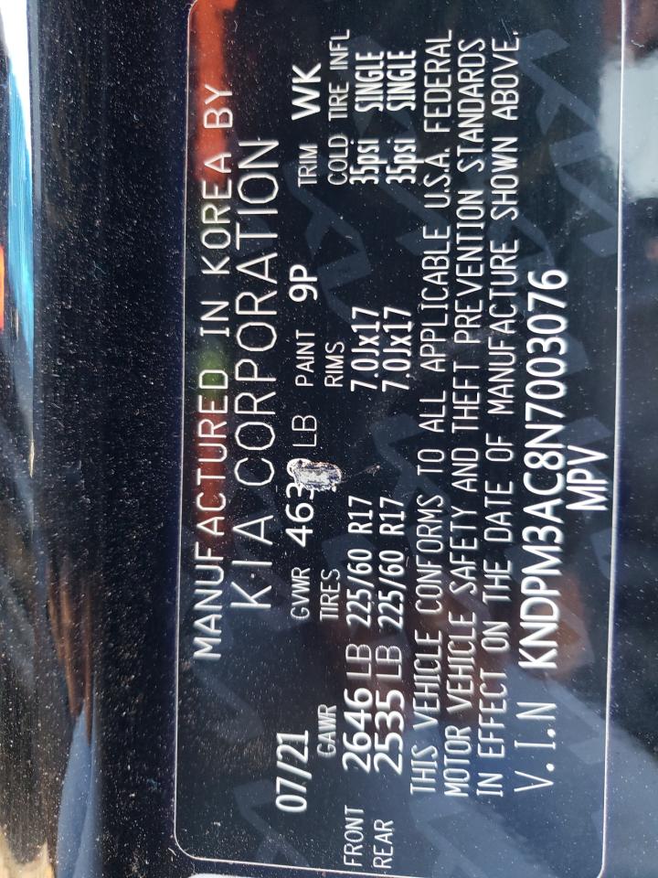 2022 KIA SPORTAGE LX VIN:KNDPM3AC8N7003076