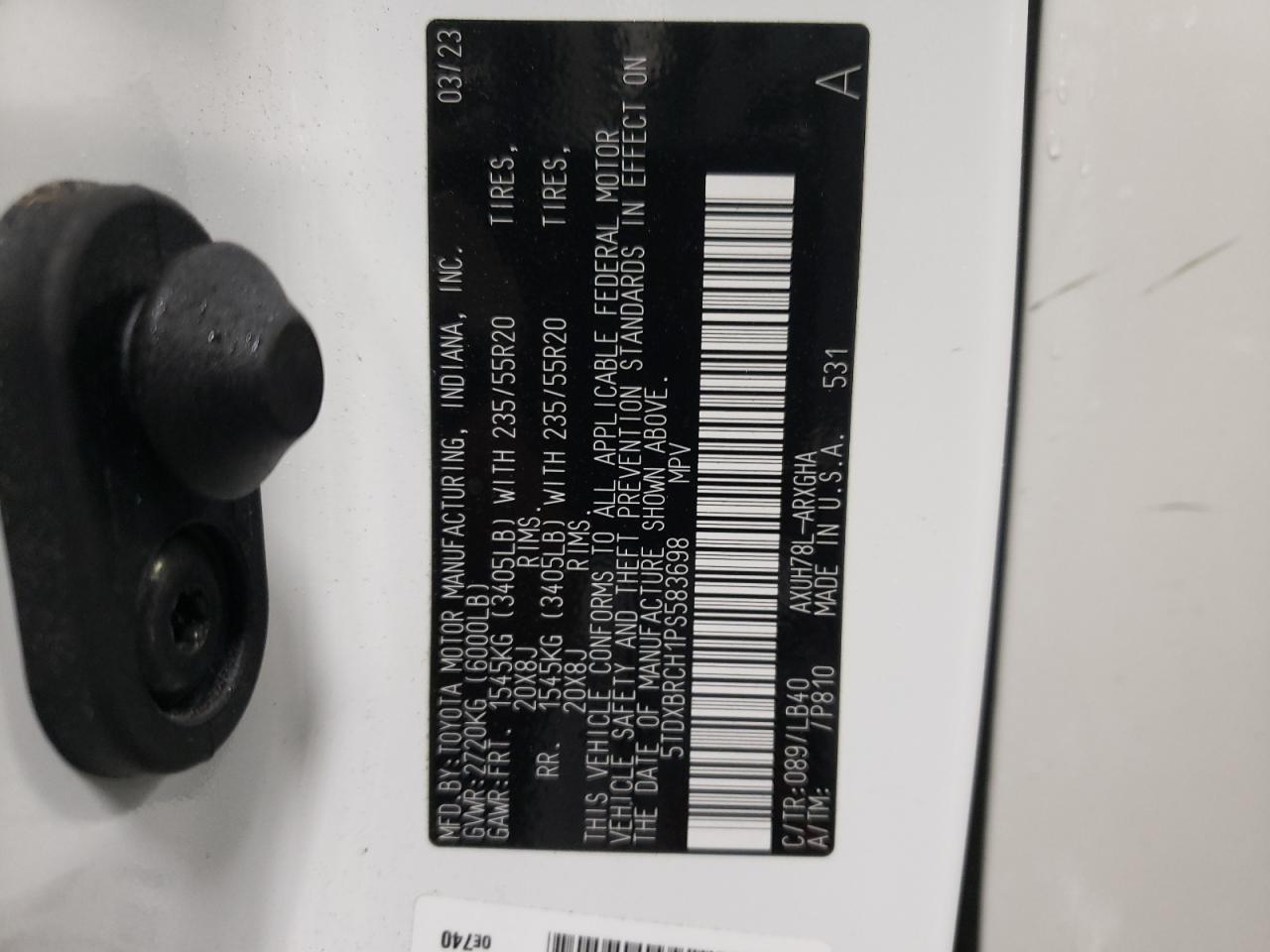 2023 TOYOTA HIGHLANDER HYBRID LIMITED VIN:5TDXBRCH1PS583698