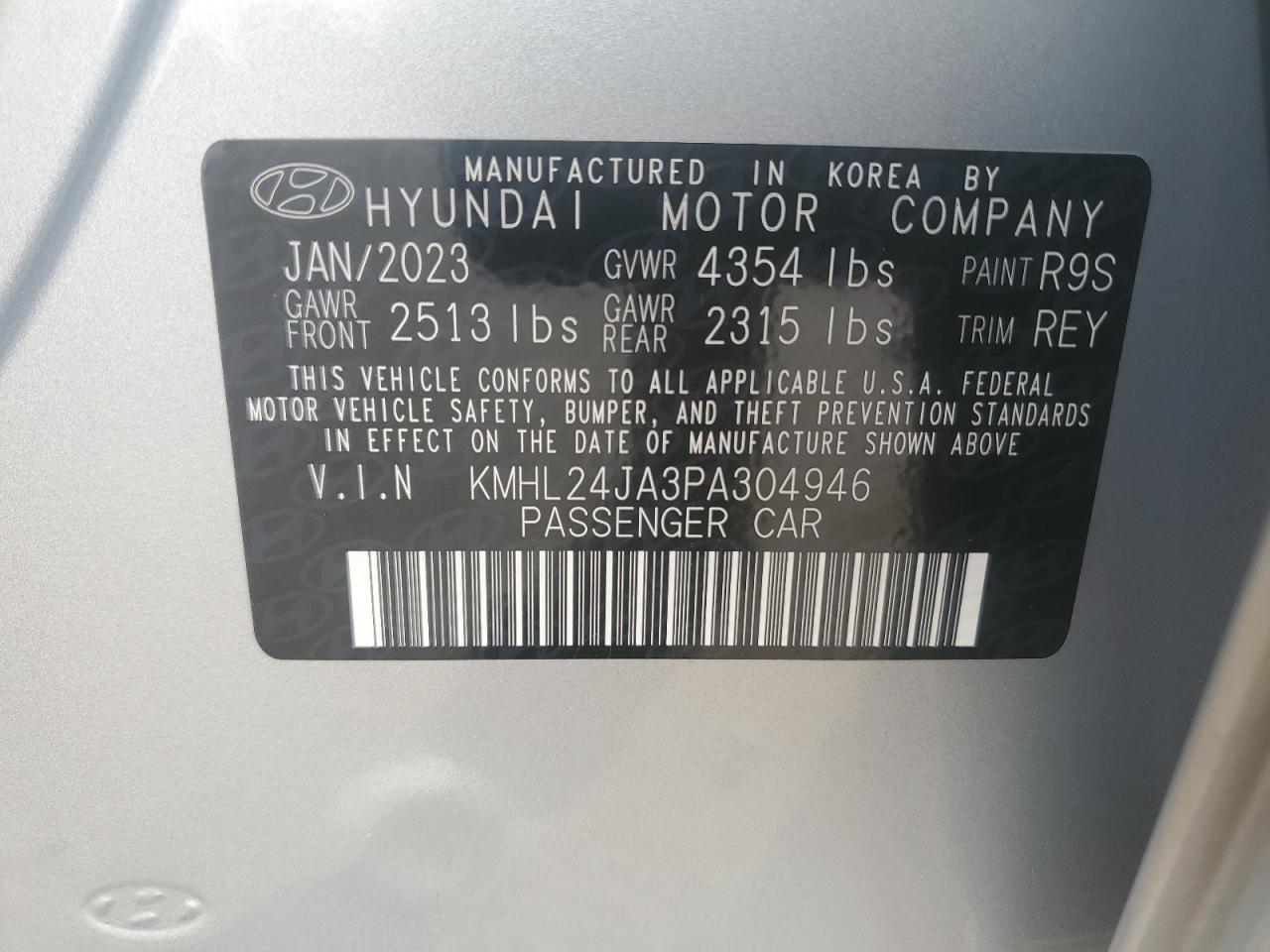 2023 HYUNDAI SONATA SE VIN:KMHL24JA3PA304946