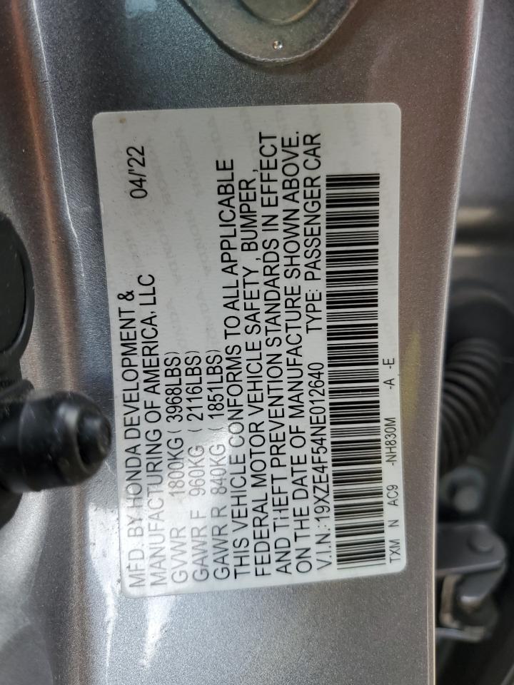 2022 HONDA INSIGHT EX VIN:19XZE4F54NE012640