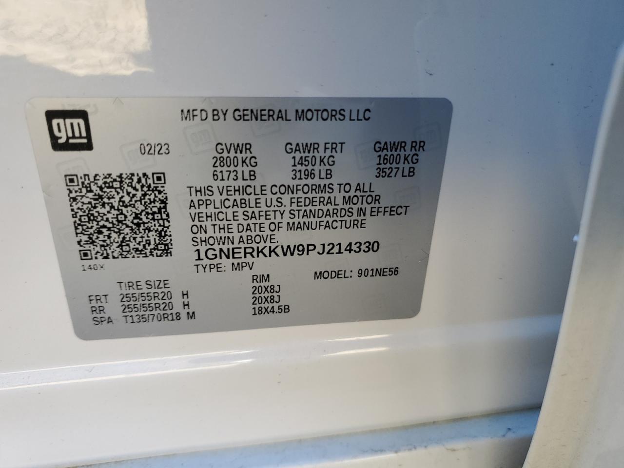 2023 CHEVROLET TRAVERSE PREMIER VIN:1GNERKKW9PJ214330