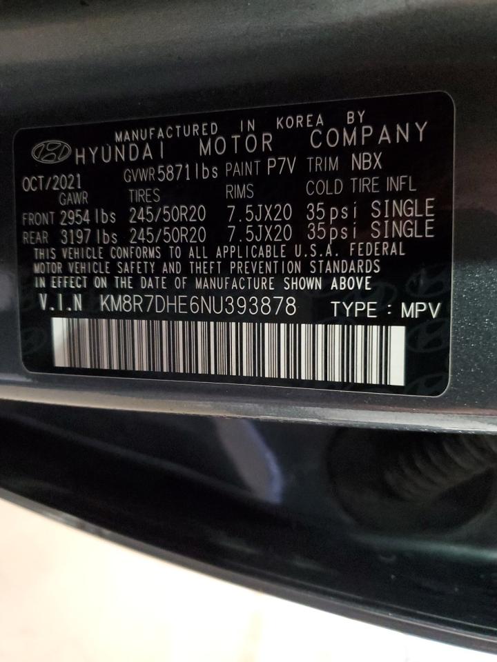 2022 HYUNDAI PALISADE CALLIGRAPHY VIN:KM8R7DHE6NU393878
