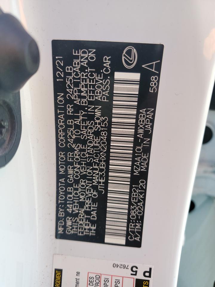 2022 LEXUS UX 200 BASE VIN:JTHE3JBHXN2048153