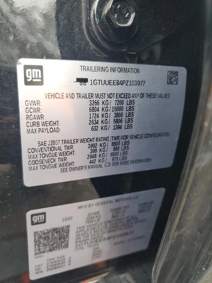 2023 GMC SIERRA K1500 AT4 VIN:1GTUUEE84PZ103977