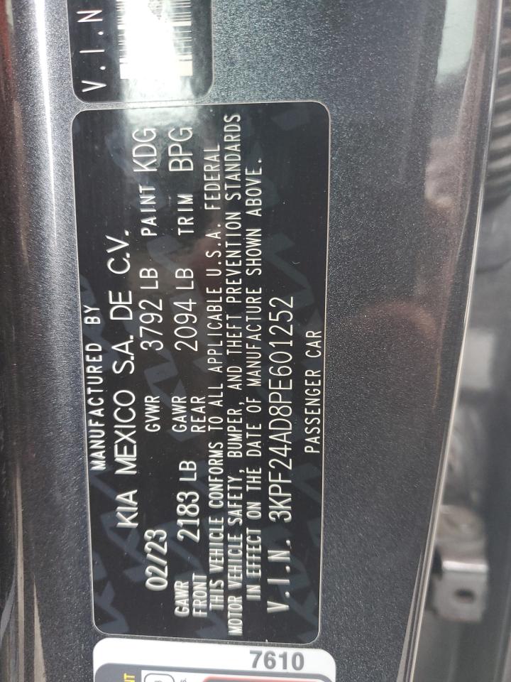 2023 KIA FORTE LX VIN:3KPF24AD8PE601252