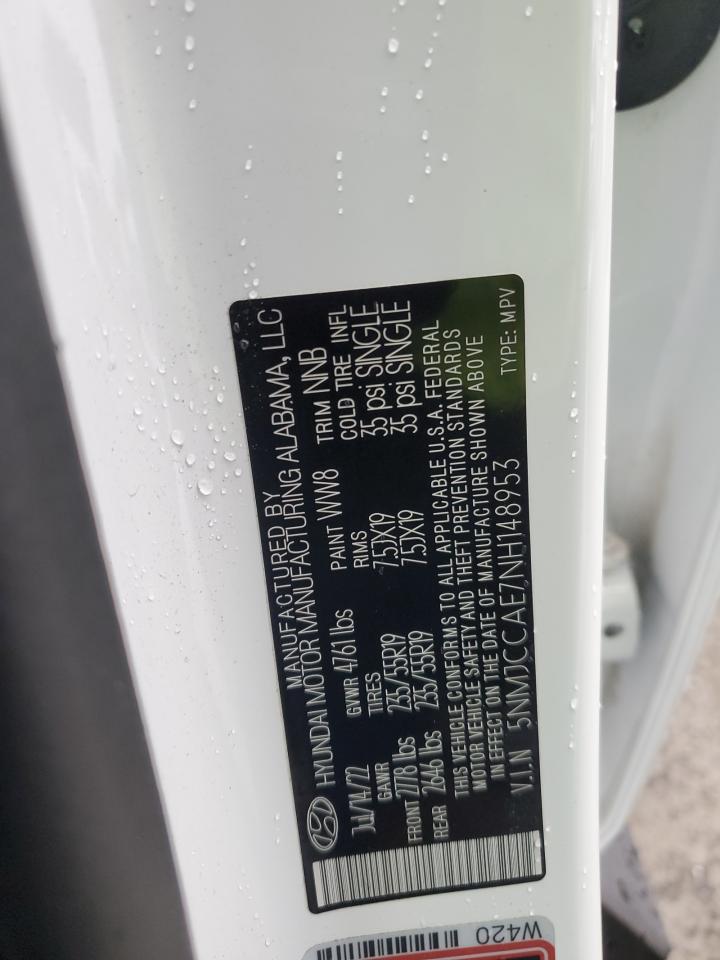 2022 HYUNDAI TUCSON SEL VIN:5NMJCCAE7NH148953