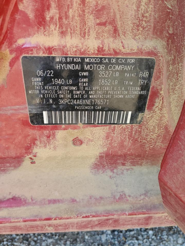 2022 HYUNDAI ACCENT SE VIN:3KPC24A6XNE176571