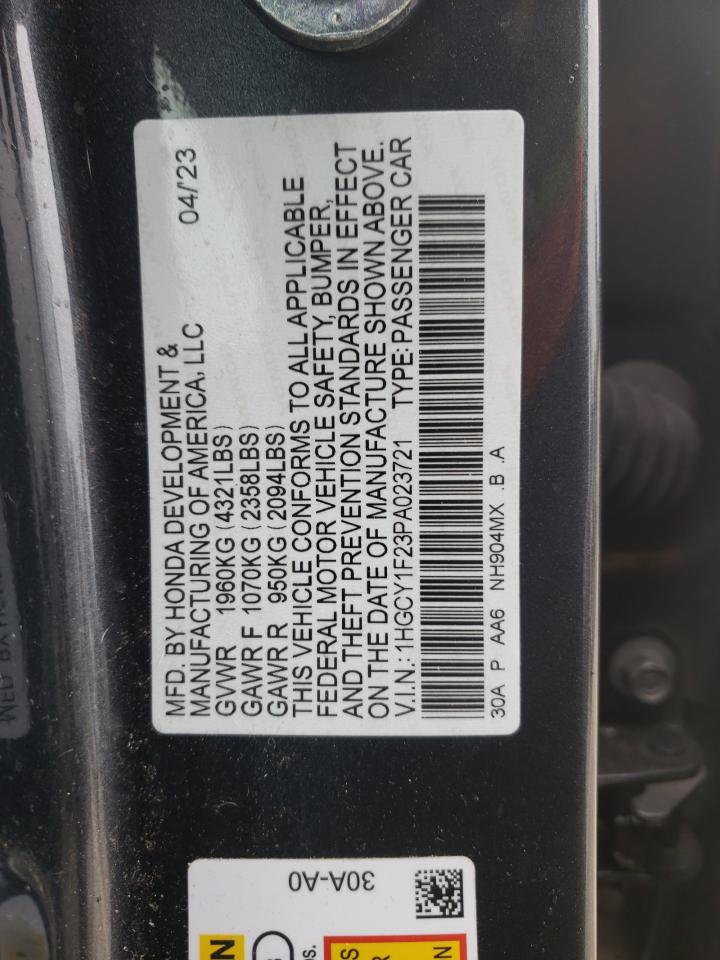 2023 HONDA ACCORD LX VIN:1HGCY1F23PA023721