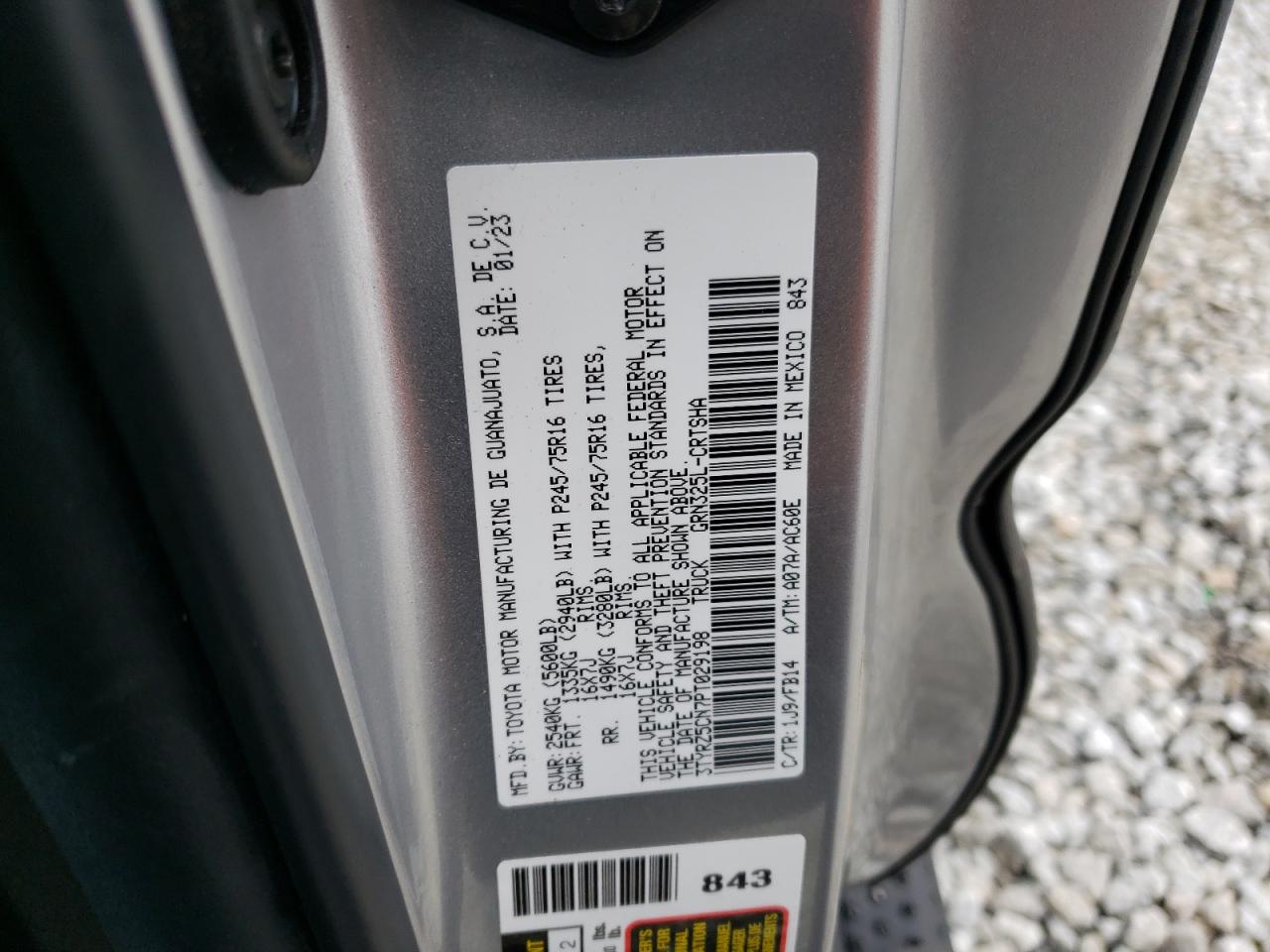 2023 TOYOTA TACOMA ACCESS CAB VIN:3TYRZ5CN7PT029198