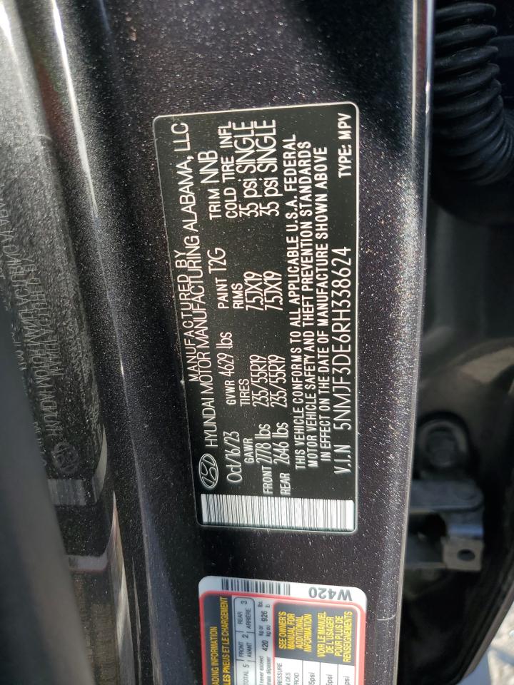 2024 HYUNDAI TUCSON SEL VIN:5NMJF3DE6RH338624