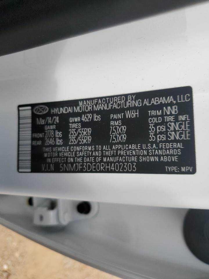 2024 HYUNDAI TUCSON SEL VIN:5NMJF3DE0RH402303