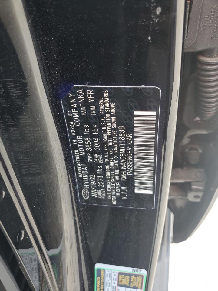 2022 HYUNDAI ELANTRA SEL VIN:KMHLN4AG8NU318638