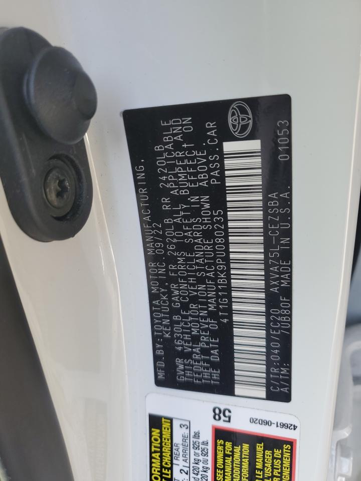 2023 TOYOTA CAMRY SE NIGHT SHADE VIN:4T1G11BK9PU080235