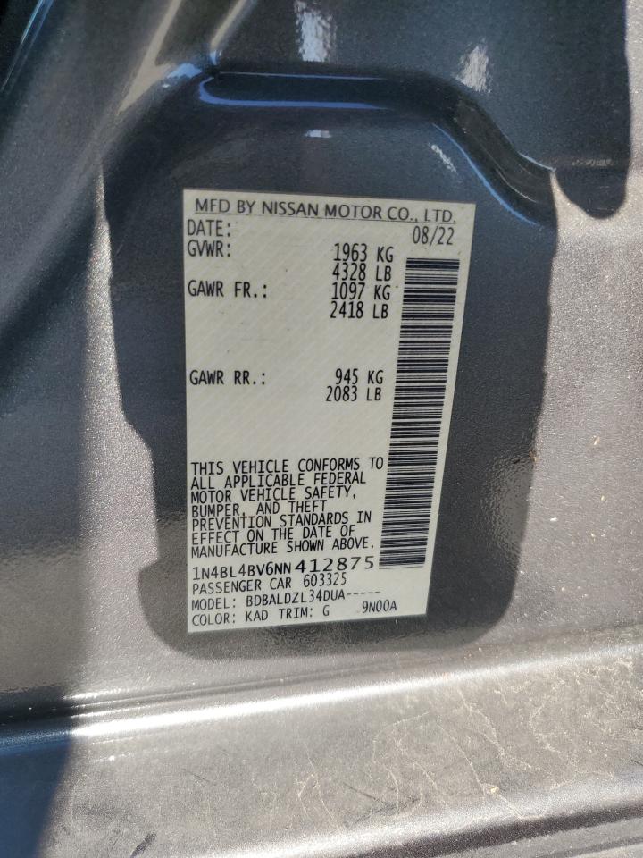 2022 NISSAN ALTIMA S VIN:1N4BL4BV6NN412875