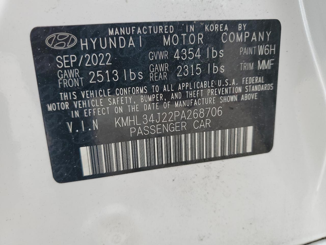 2023 HYUNDAI SONATA LIMITED VIN:KMHL34J22PA268706