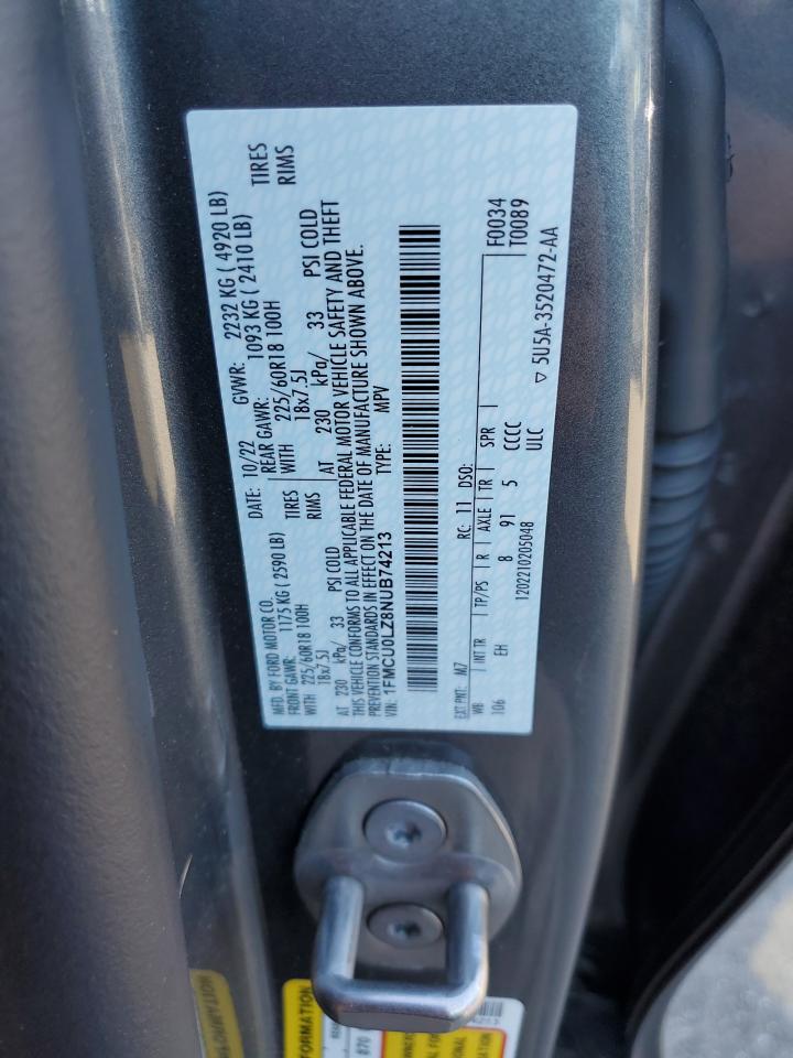 2022 FORD ESCAPE TITANIUM VIN:1FMCU0LZ8NUB74213